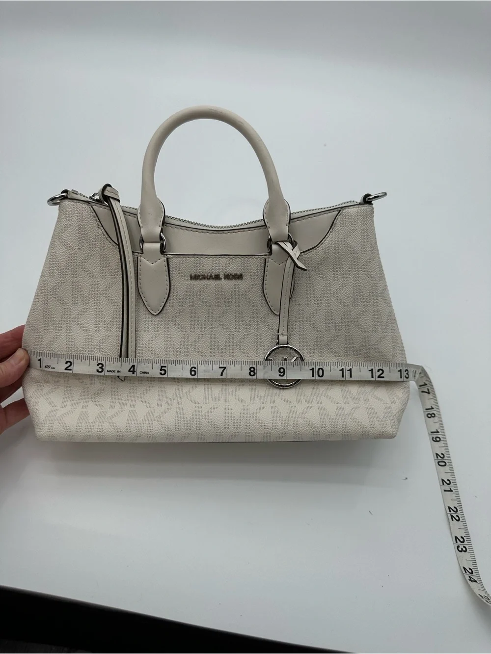 Michael Kors cream White Signature Logo Satchel